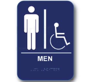 Mens Tactile Restroom Sign Blue